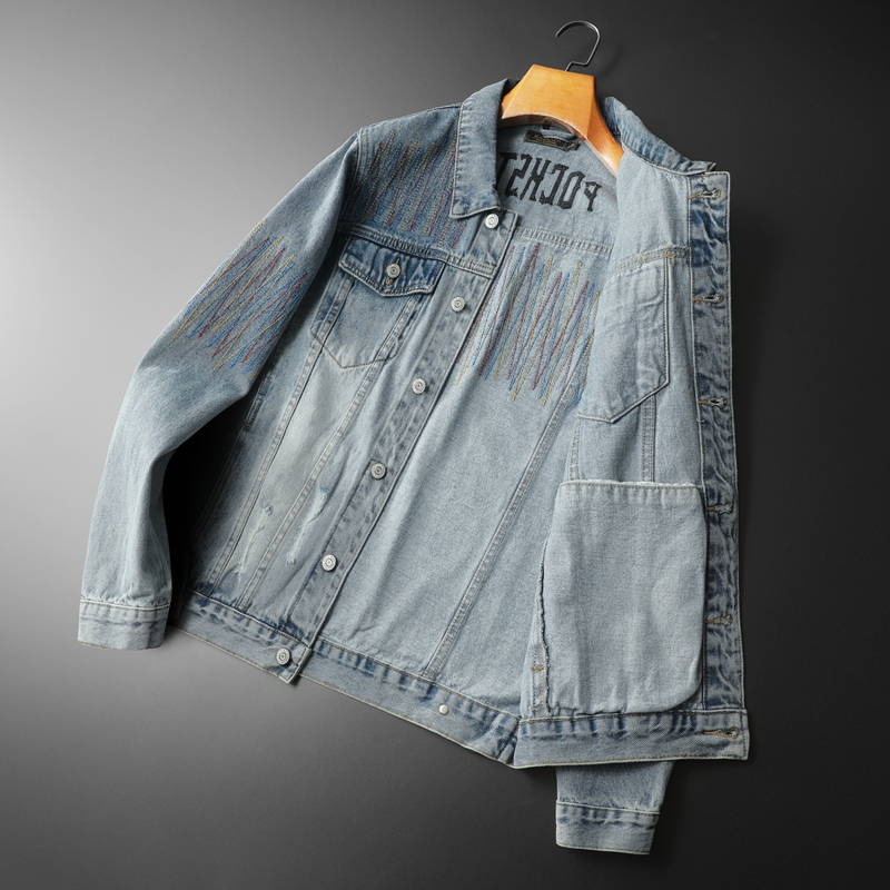 Brand Vintage Washed Denim Jac - Streetwear Brand Denim 评论和价格