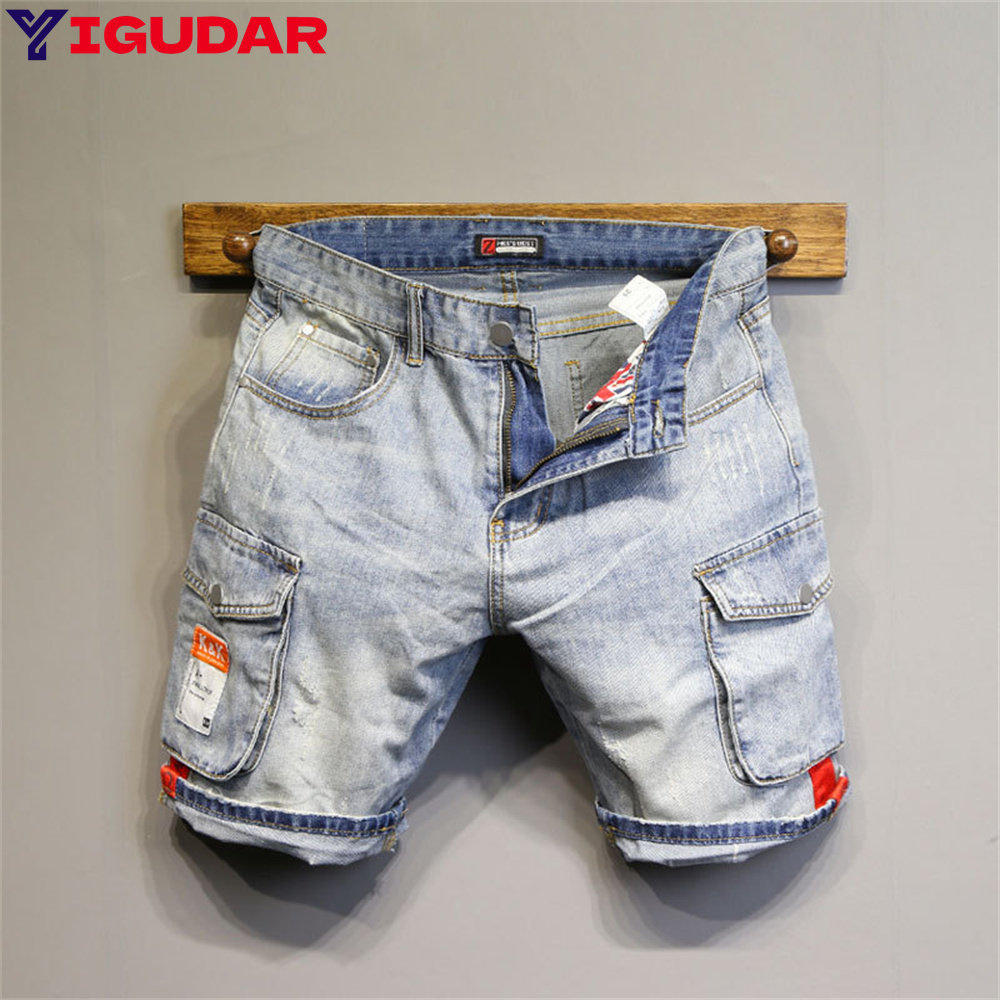Fashion Brand Men Jeans Shorts - Streetwear Brand Denim 评论和价格