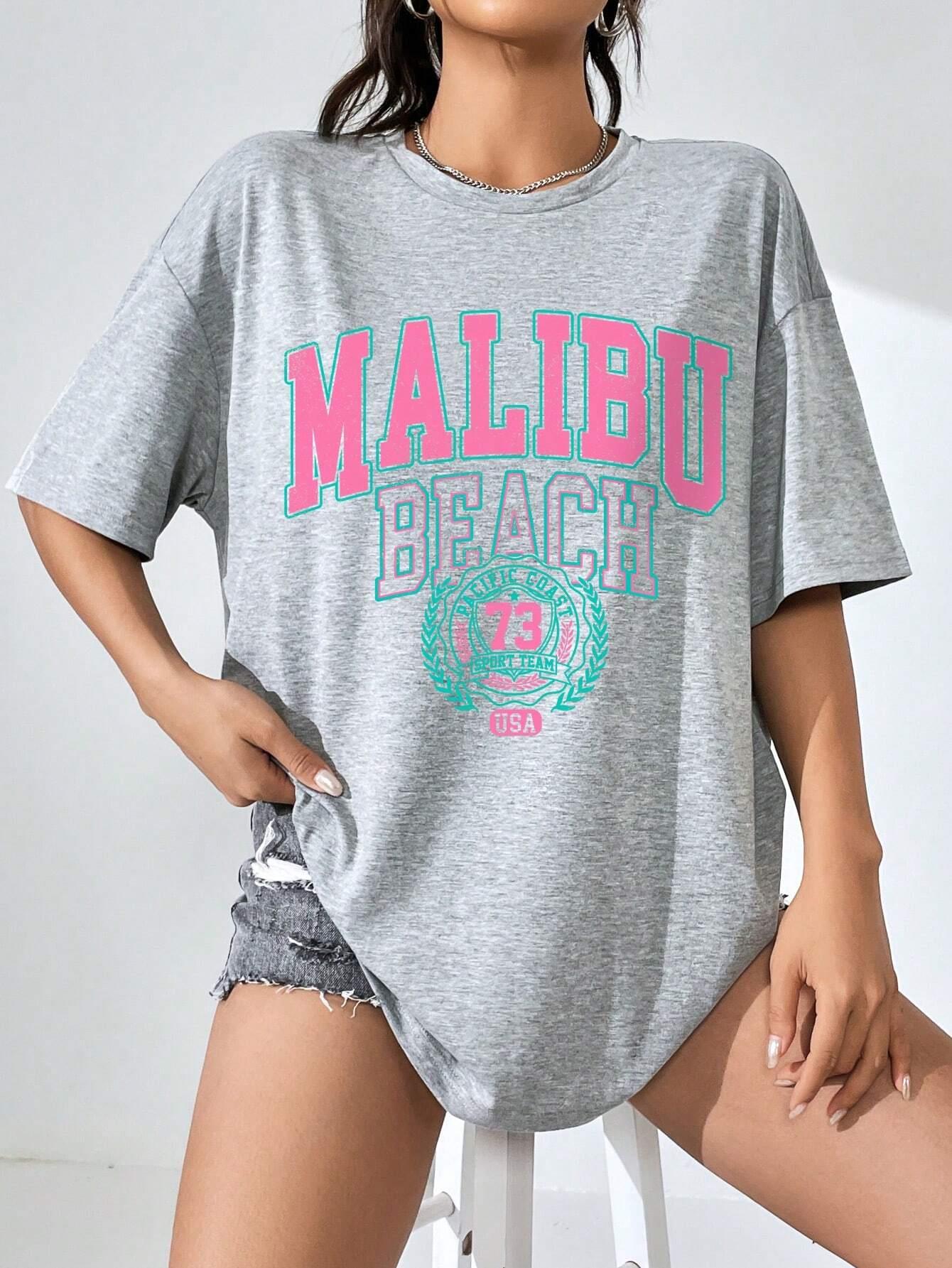 Malibu Beach Letter Print Prin - Streetwear Brand Clothing 评论和价格