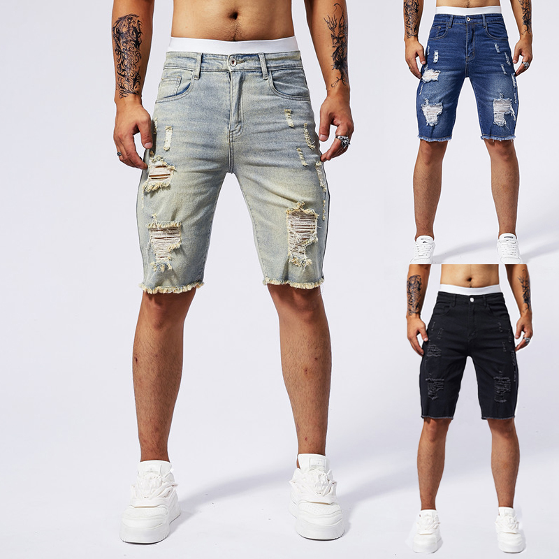 2025 Summer New Men's Ripped D - Streetwear Brand Denim 评论和价格