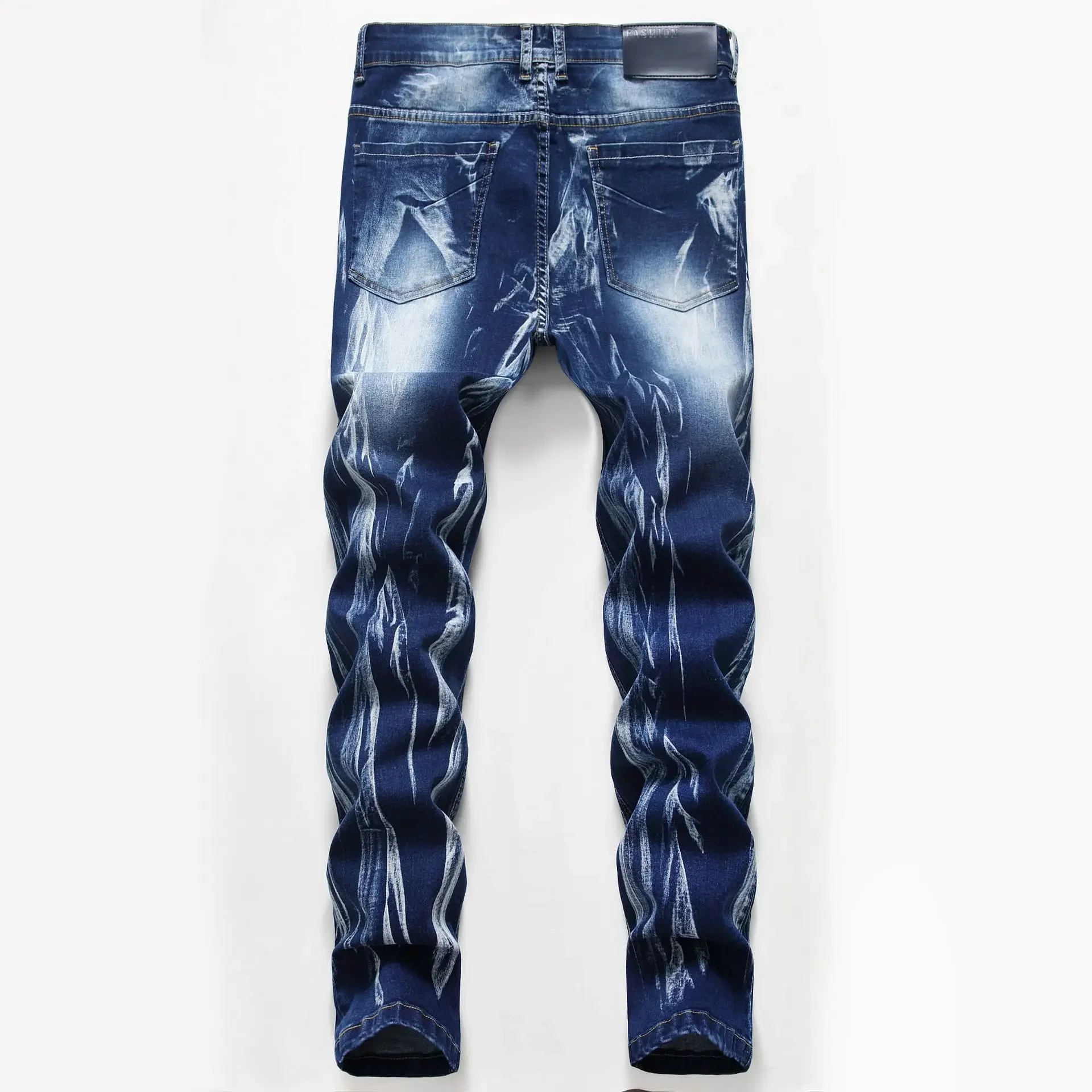 Fashion Print Men's Elasticity - Streetwear Brand Denim 评论和价格