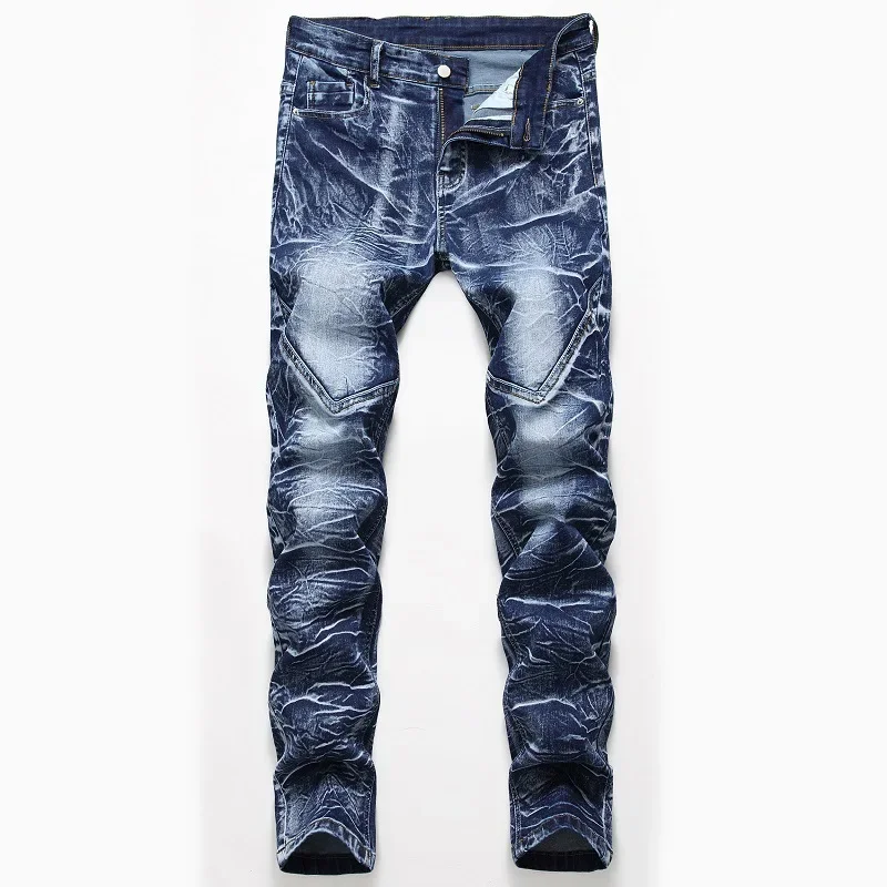Fashion Print Men's Elasticity - Streetwear Brand Denim 评论和价格