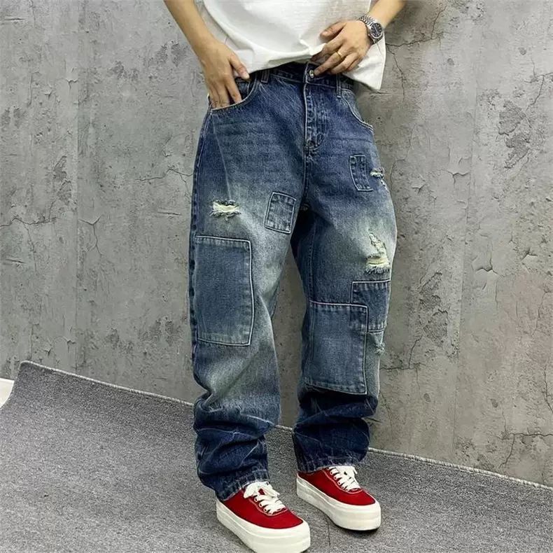 Brand Splicing Jeans Autumn Fa - Streetwear Brand Denim 评论和价格