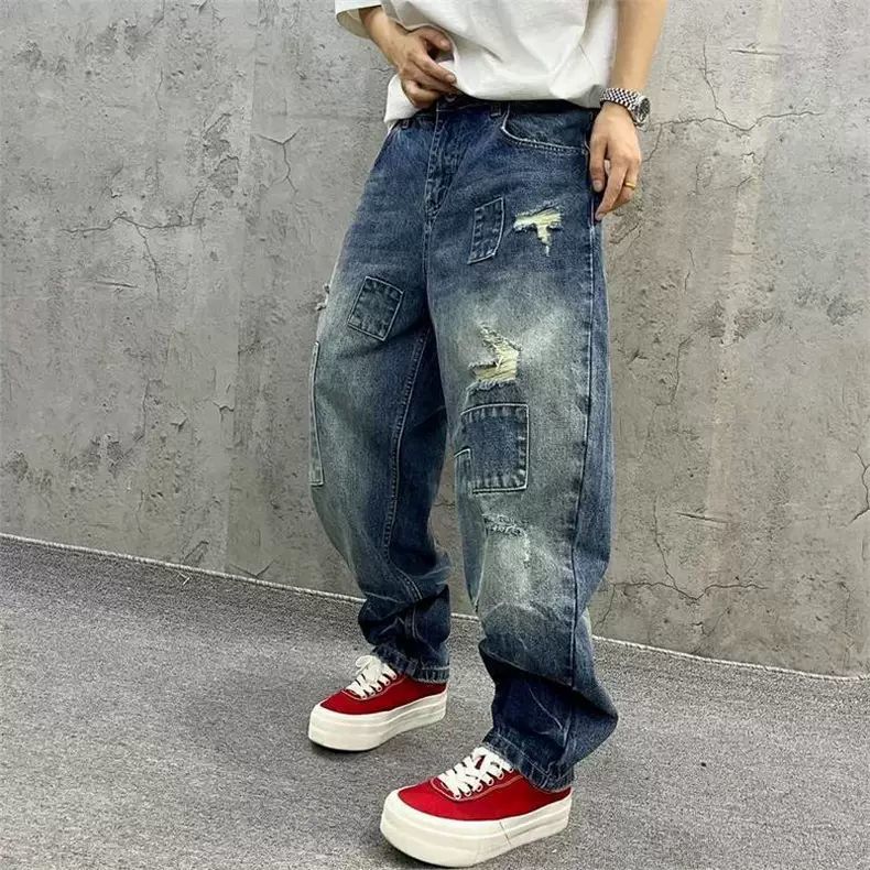 Brand Splicing Jeans Autumn Fa - Streetwear Brand Denim 评论和价格