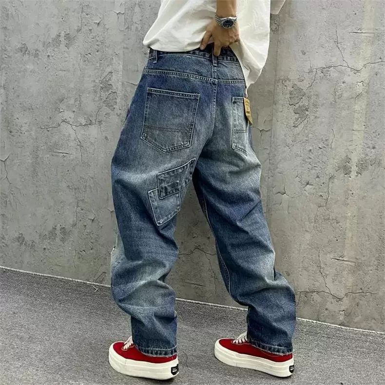 Brand Splicing Jeans Autumn Fa - Streetwear Brand Denim 评论和价格