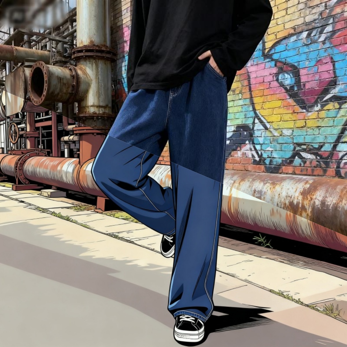 Korean Style Streetwear New Fa - Streetwear Brand Denim 评论和价格